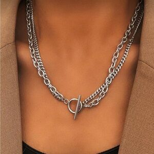 Stainless steel gold plated toggle necklace